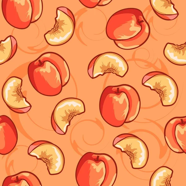 Peach Slices Table Seamless Pattern Illustration Repetitive Texture Summer Fruits — ストックベクタ