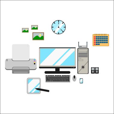 Bilgisayar Öğesi Simge seti Tasarım Dolgulu Anahat Stil Vol 4