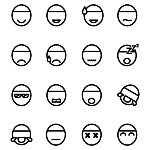 Muslim Male Emoticons Icon Set Design Outline Style — Stockfoto