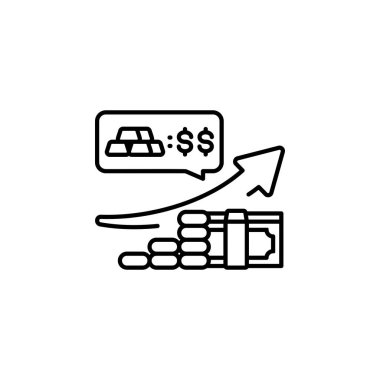 Altın Fiyat Artırma vektör simgesi. Mücevher ikonu tarzı. Logo, sunum, web sitesi ve daha fazlası için mükemmel bir kullanım. modern simge tasarımı özet biçimi