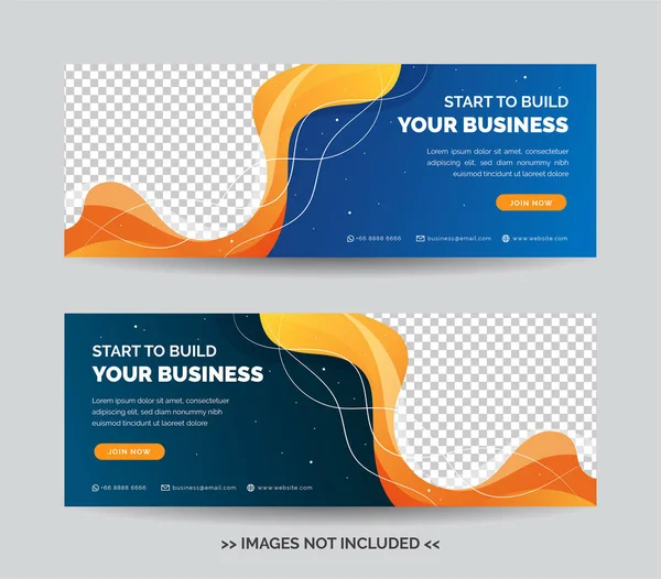 Business Web Banner Template Mit Blauem Farbverlauf Hintergrund — Stockvektor