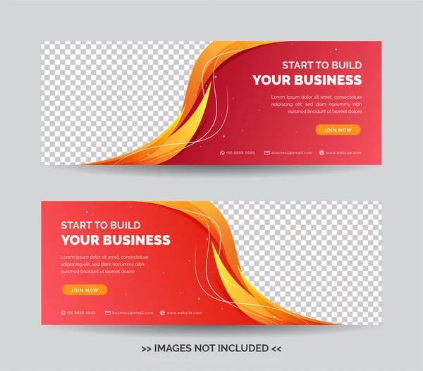 Business Web Banner Template Orange Pink Gradient Color Background — Stock Vector