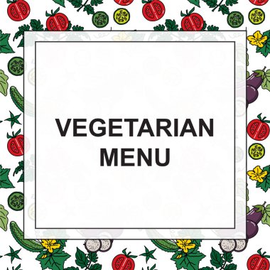 Sebze vektör görüntü: patlıcan, salatalık, vejetaryen ve diğer menüler, restoranlar, afiş, web siteleri, basılı broşürler, sosyal ağlar, sağlıklı beslenme için kontrol listeleri için domates