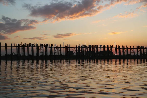 Beautiful Bein Wooden Bridge Sunset — Stock Photo, Image