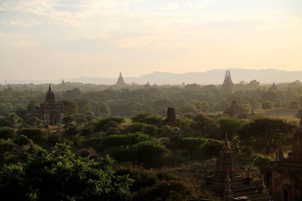 Sunset Valley Bagan Temples — Stock Photo, Image