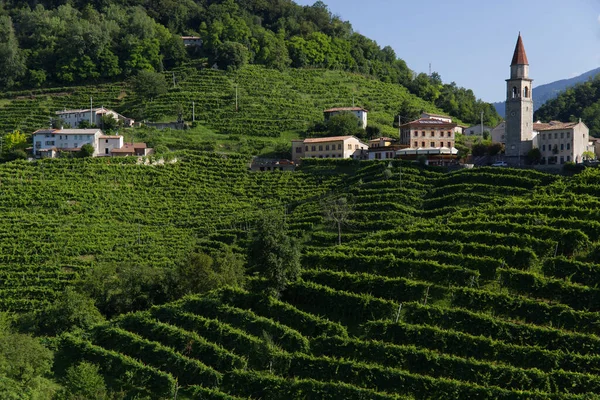 La città di Rolle sulle colline del Prosecco — Foto Stock