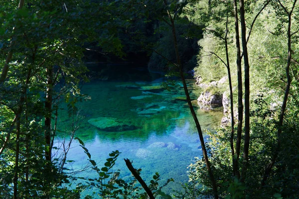 De smaragdgroene wateren van het Cornino-meer in het regionale natuurreservaat Cornino, Italië — Stockfoto