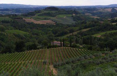 San Gimignano köyünden Toskana manzara manzarası