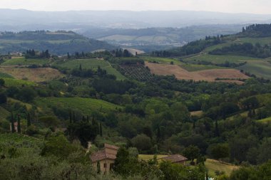 San Gimignano köyünden Toskana manzara manzarası