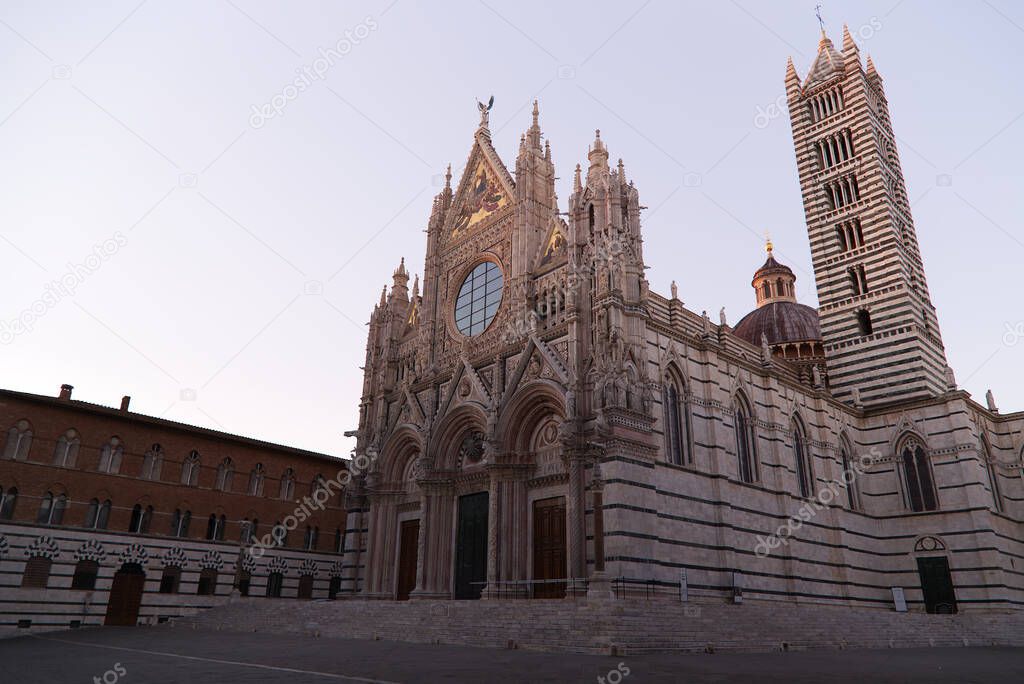 The cathedral of Siena at sunset
