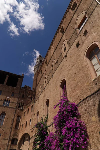 Vecchi edifici all'interno di uno dei vicoli della città di Siena — Foto Stock