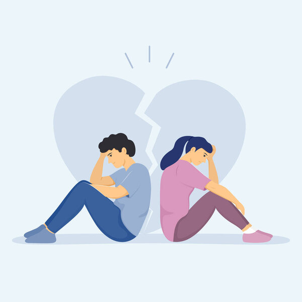 Dating couple having conflict. Flat vector illustration.