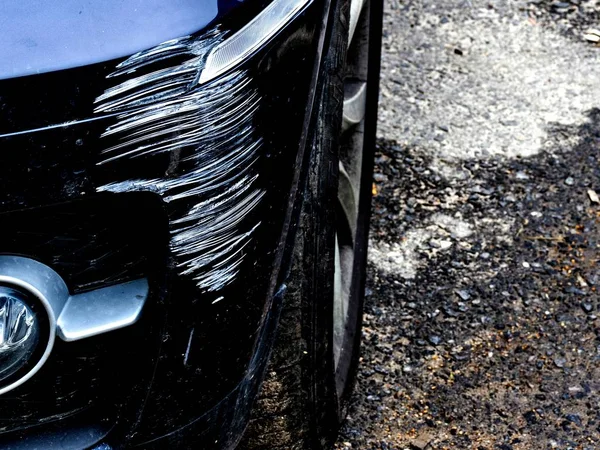 Damage Bumper Black Car — Stock Photo, Image