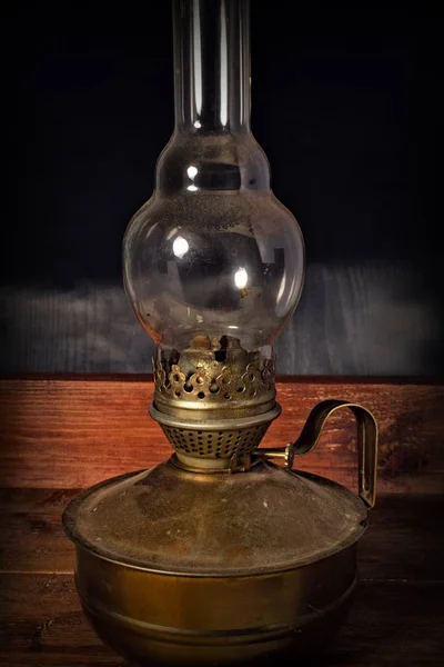 Стара Гасова Лампа Дерев Яному Фоні — стокове фото