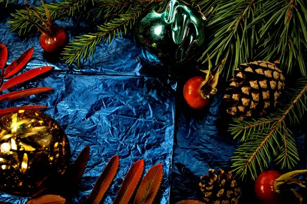 Decoración Navidad Con Ramas Abeto — Foto de Stock