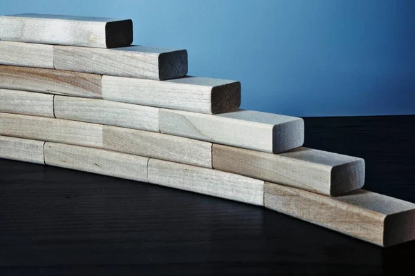 Holzblöcke Form Von Stufen Karriereleiter Konzept Für Unternehmerischen Wachstumsprozess — Stockfoto