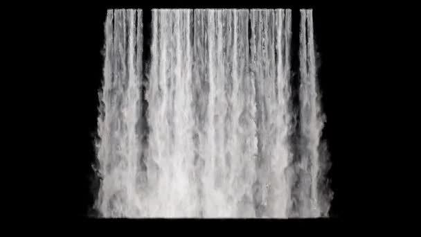 Uitzicht Waterval Zwarte Achtergrond — Stockvideo