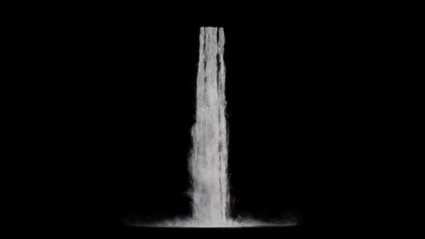 Wide Waterfall Black Background — Stock Video