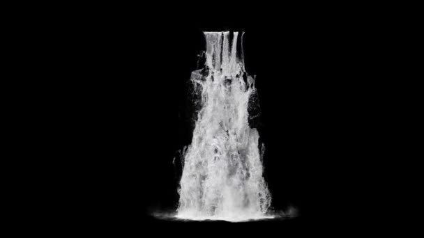 Prachtige Waterval Zwarte Achtergrond — Stockvideo