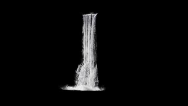 Hermosa Cascada Sobre Fondo Negro — Vídeo de stock