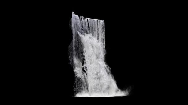 Footage White Waterfall Black Backdrop — Stock Video