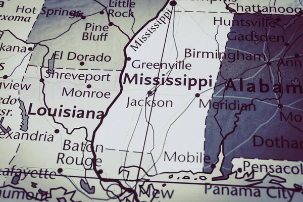 Mississippi on the map of United States