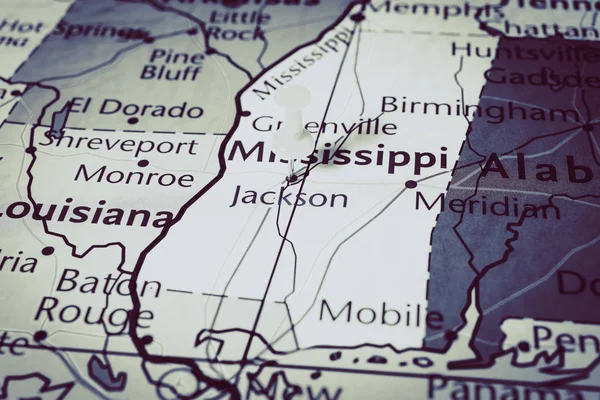 Mississippi Mapa Estados Unidos —  Fotos de Stock