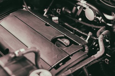 Vinnitsa, Ukrayna - 25 Haziran 2017: başlık altında aracın iç