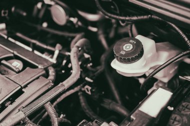 Vinnitsa, Ukrayna - 25 Haziran 2017: başlık altında aracın iç