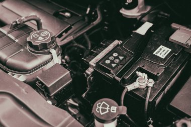 Vinnitsa, Ukrayna - 25 Haziran 2017: başlık altında aracın iç