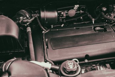 Vinnitsa, Ukrayna - 25 Haziran 2017: başlık altında aracın iç