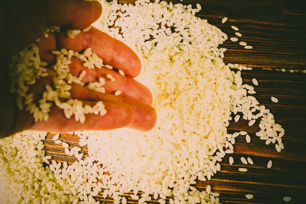 Arroz Sobre Una Mesa Madera — Foto de Stock