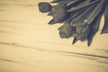 Ahşap beyaz zemin üzerine güzel çiçekler