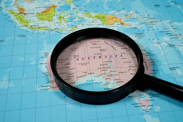 Mapa Australii Mapie Świata — Zdjęcie stockowe