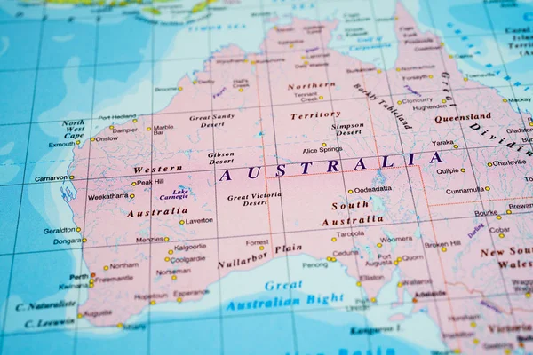 Világ Térképen Ausztrália Térkép — Stock Fotó