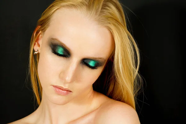 Makijaż Zielonych Cieni — Zdjęcie stockowe