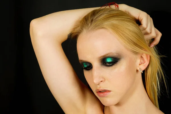 Maquillaje Con Sombras Verdes — Foto de Stock