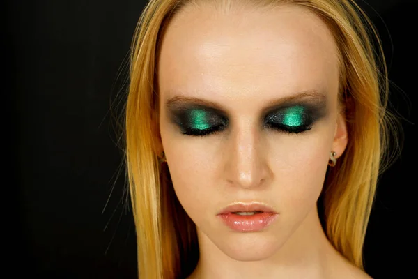 Maquiagem Com Sombras Verdes — Fotografia de Stock