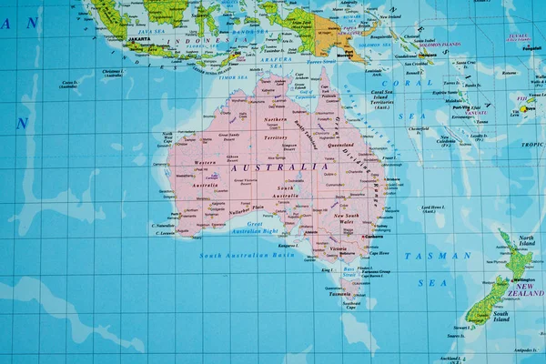 Mapa Austrália Mapa Mundo — Fotografia de Stock