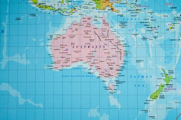 Carte Australi Sur Carte Monde — Photo