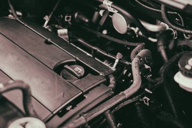 Vinnitsa, Ukrayna - 25 Haziran 2017: başlık altında aracın iç