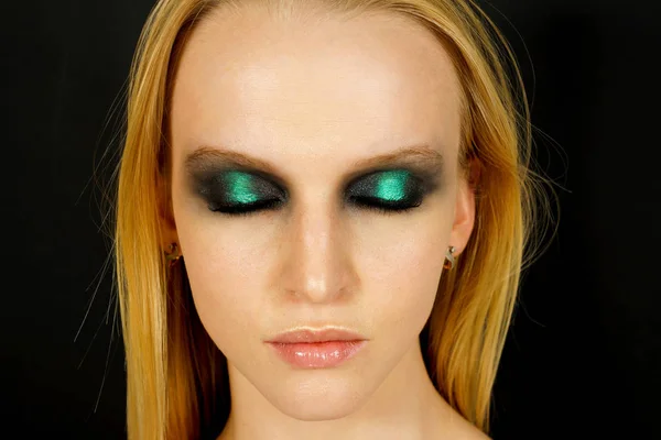 Maquillaje Con Sombras Verdes — Foto de Stock