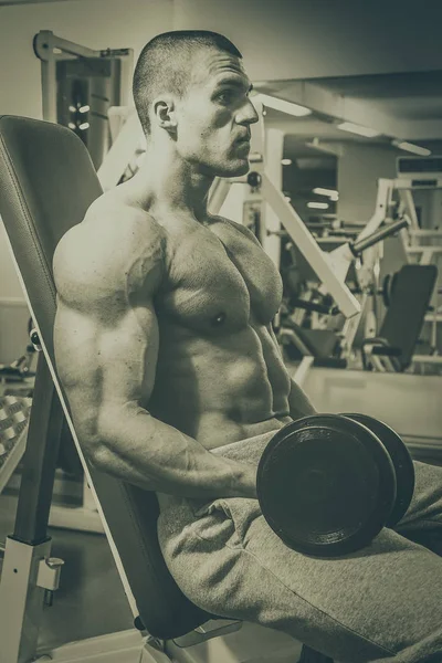 Hälsosam Livsstil Fitness Koncept Man Gym — Stockfoto