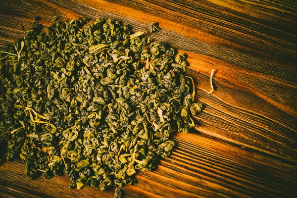 Green Tea Wooden Background — Stock Photo, Image