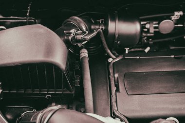 Vinnitsa, Ukrayna - 25 Haziran 2017: başlık altında aracın iç