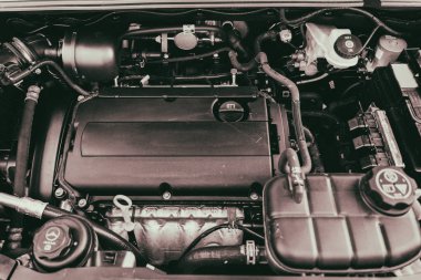 Vinnitsa, Ukrayna - 25 Haziran 2017: başlık altında aracın iç