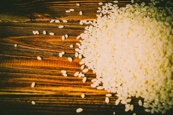 Arroz Sobre Fondo Madera — Foto de Stock