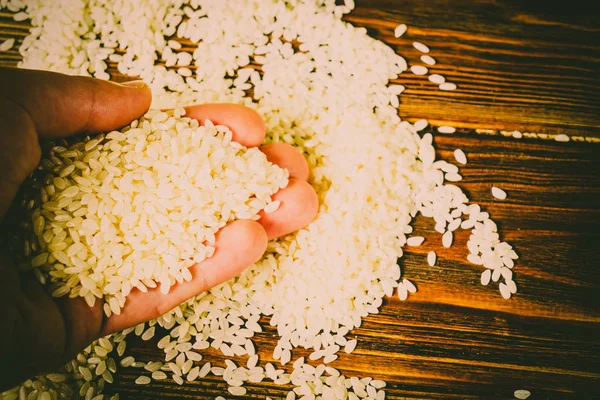 Rice Wooden Table — Stock Photo, Image