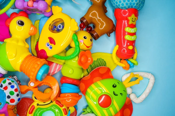 Brinquedos Infantis Fundo Multicolorido — Fotografia de Stock