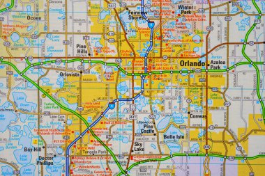Vinnitsa, Ukrayna - 18 Ocak 2017: Orlando ABD harita üzerinde